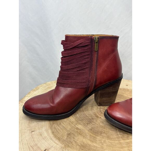 Pikolinos Maroon Red Leather Fringe Ankle Boots - Size 41 EU - 10 / 10.5 US - Picture 4 of 16